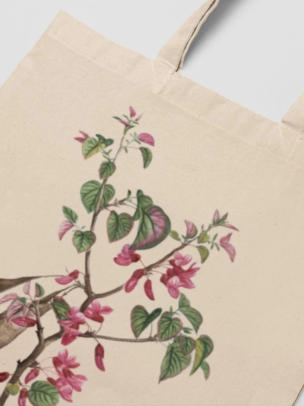 Judas Tree Vintage Floral Print Graphic Canvas Tote Bag